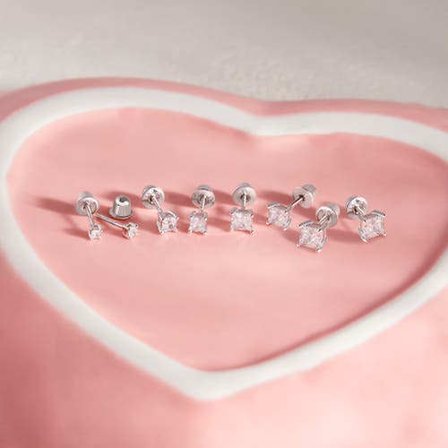In Season Jewelry My First Princess Solitaire Earrings In Silver