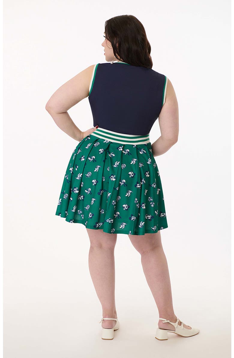 Unique Vintage Plus Size Pleated Tennis Dress, Alternate, color, Navy & Green