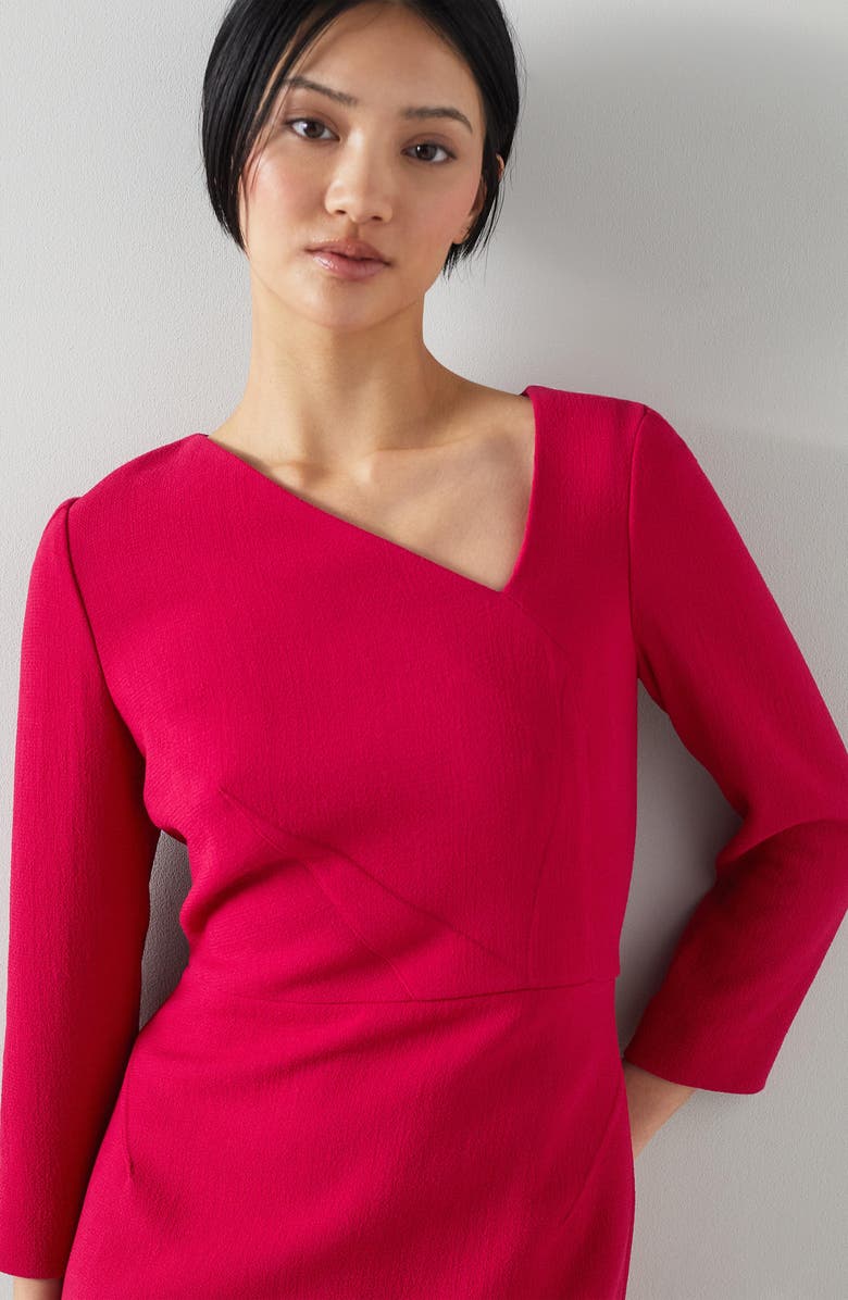 LK Bennett Alexis Dart Detail Bracelet Sleeve Wool Crepe Sheath Dress, Alternate, color, 