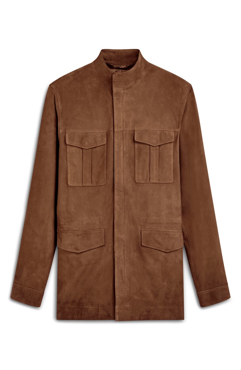 Bugatchi Suede Field Jacket, Alternate, color, Tobacco