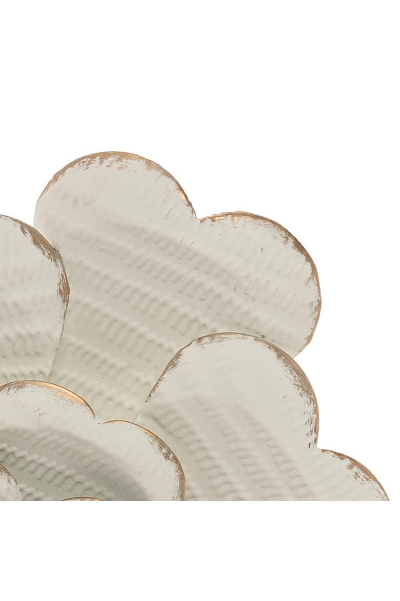 12.25 x 12.25 inch White Metal Layered Flower Wall Decor, Alternate, color, Beige
