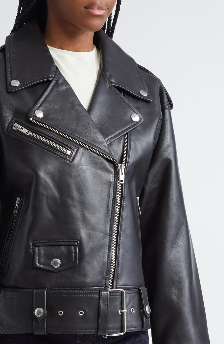 Stand Studio Isobelle Oversize Leather Moto Jacket, Alternate, color, 