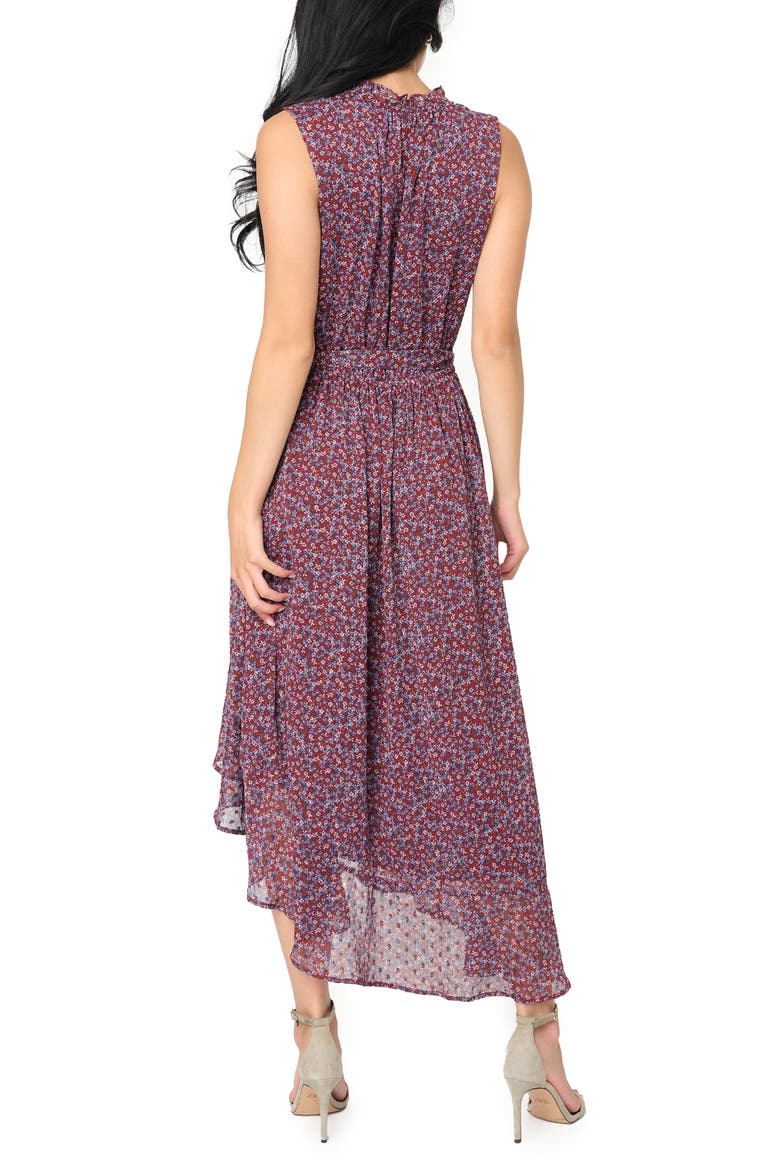 Floral Sleeveless High-Low Dress, Alternate, color, BERRY DENIM PRINT