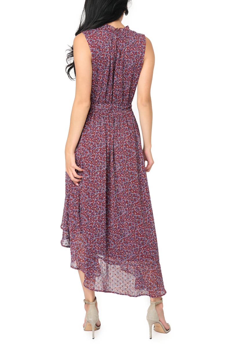 GIBSONLOOK Floral Sleeveless High-Low Dress, Alternate, color, Berry Denim Ditsy