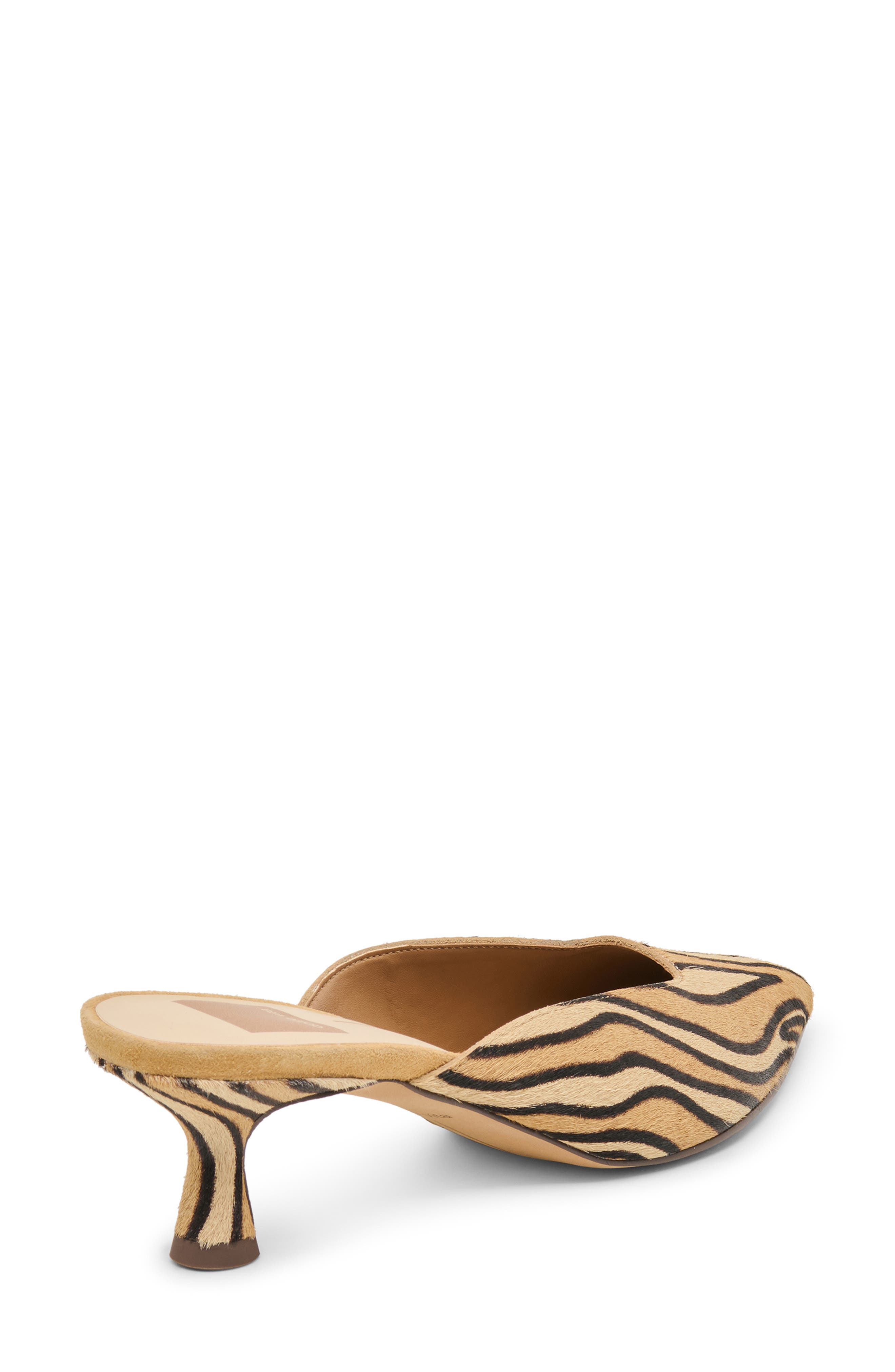 Cleo Pointed Toe Kitten Heel Mule, Alternate, color, TIGER PRINT CALF HAIR