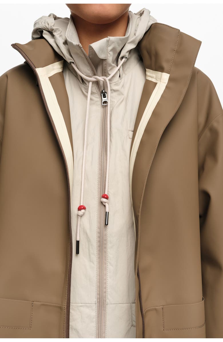 Bimba y Lola Rubber-Coated Flared Trench, Alternate, color, Dark Camel