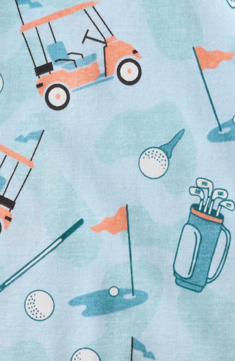 BUTTERBLU Shawn Footless Organic Cotton One-Piece Pajamas, Alternate, color, Little Golfer Blue