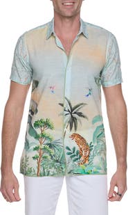 RANEES Printed Linen & Cotton Shirt