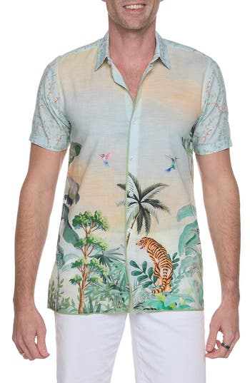 Shop Ranee's Ranees Printed Linen & Cotton Shirt