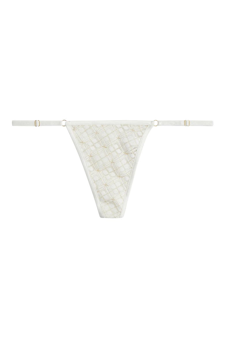 Metallic Geometric Lace G-String, Alternate, color, SHELL WHITE