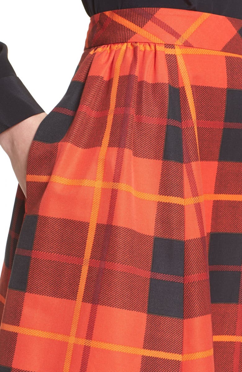 Kate Spade New York kate spade new york woodland plaid midi skirt, Alternate, color, 