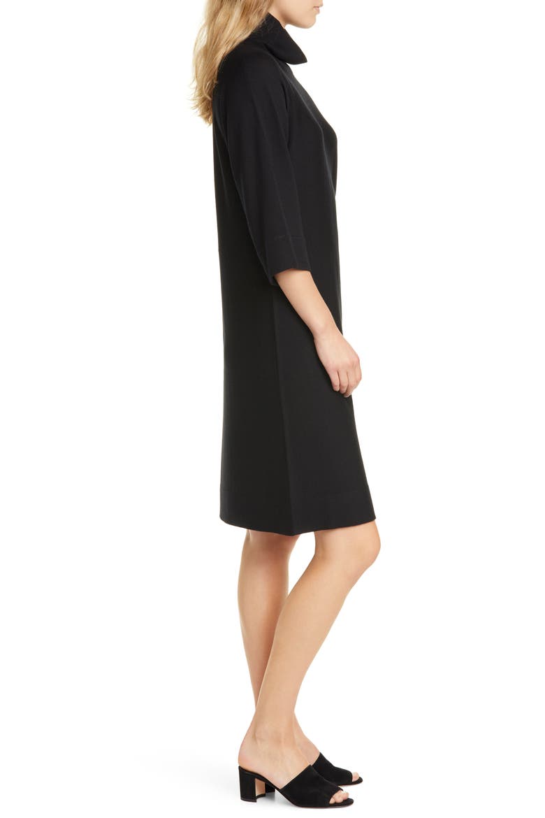 Merino Wool Shift Dress, Alternate, color, BLACK