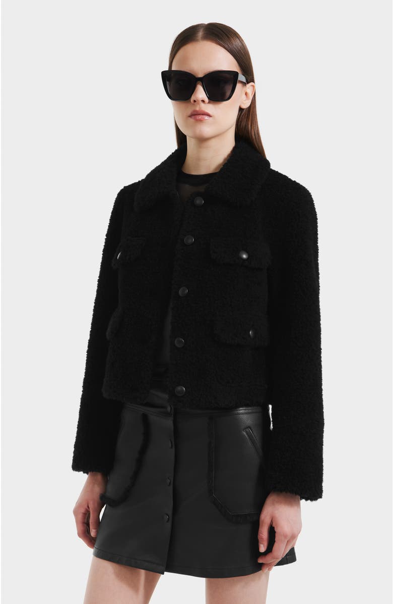 Rudsak Blair Short Wool Teddy Jacket, Main, color, Black
