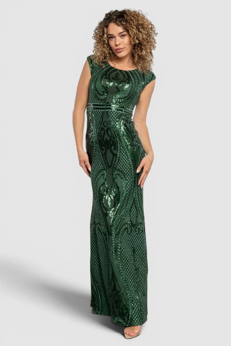 Alessia Sequin Gown, Alternate, color, Green