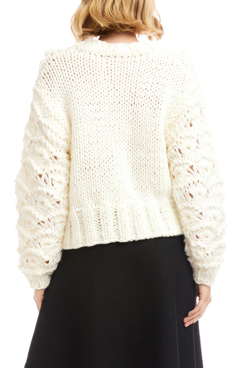 Karen Kane Hand Knit Cable Sweater, Alternate, color, Off White