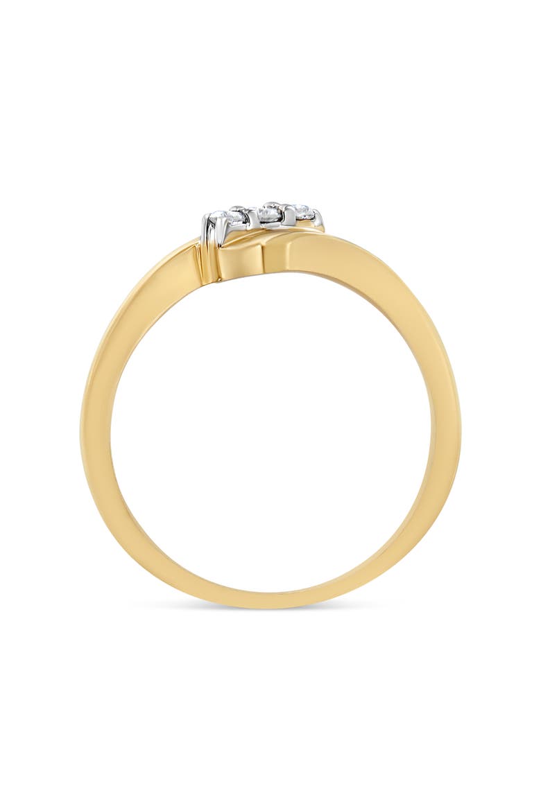 10K Yellow Gold over Silver 1/10 Cttw Diamond Three-Stone Bypass Ring, Alternate, color, Yellow Gold over Silver