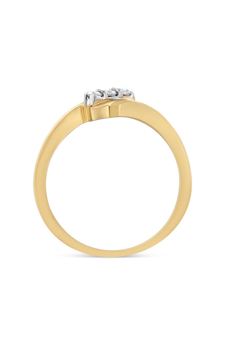 Haus of Brilliance 10K Yellow Gold over Silver 1/10 Cttw Diamond Three-Stone Bypass Ring, Alternate, color, Yellow Gold Over Silver