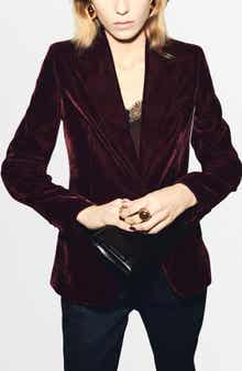 MANGO Structured Velvet Blazer