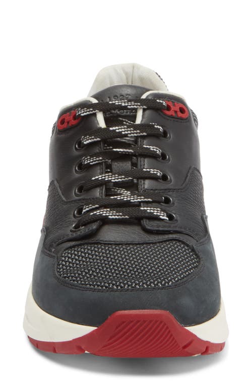 Ferragamo Leather And Fabric Low-top Sneakers In Black