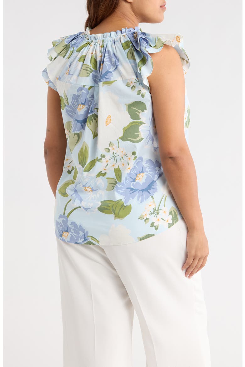 Sloane Floral Ruffle Top, Alternate, color, LIGHT BLUE/ MULTI