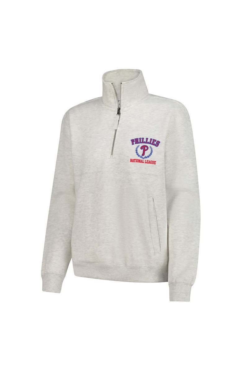 SOFT AS A GRAPE Women's Soft as a Grape Oatmeal Philadelphia Phillies Quarter-Zip Fleece Pullover, Alternate, color, Oatmeal