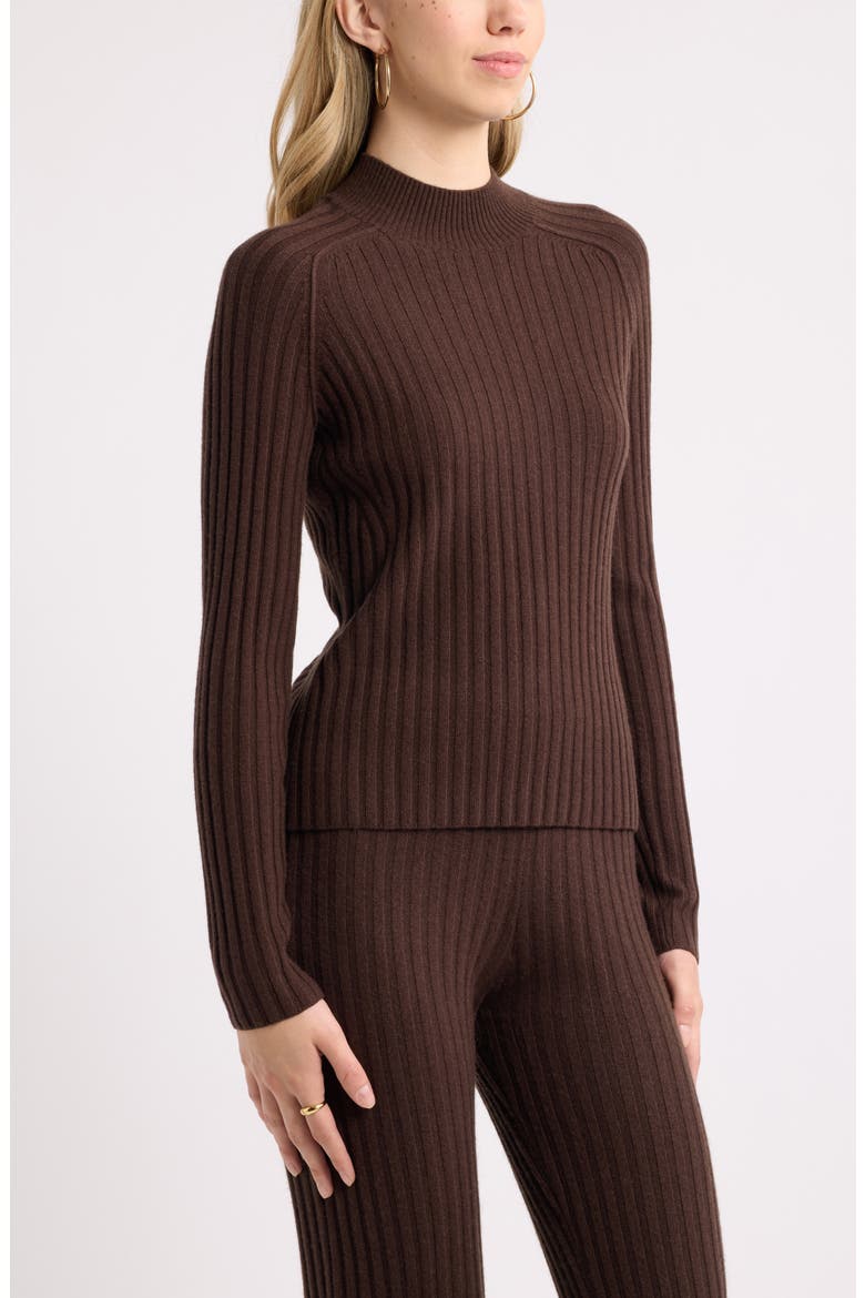 Cashmere Mock Neck Sweater, Alternate, color, BROWN CHICORY