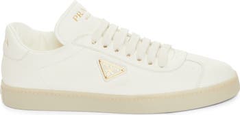 Prada Lane Triangle Logo Deerskin Leather Sneaker (Women