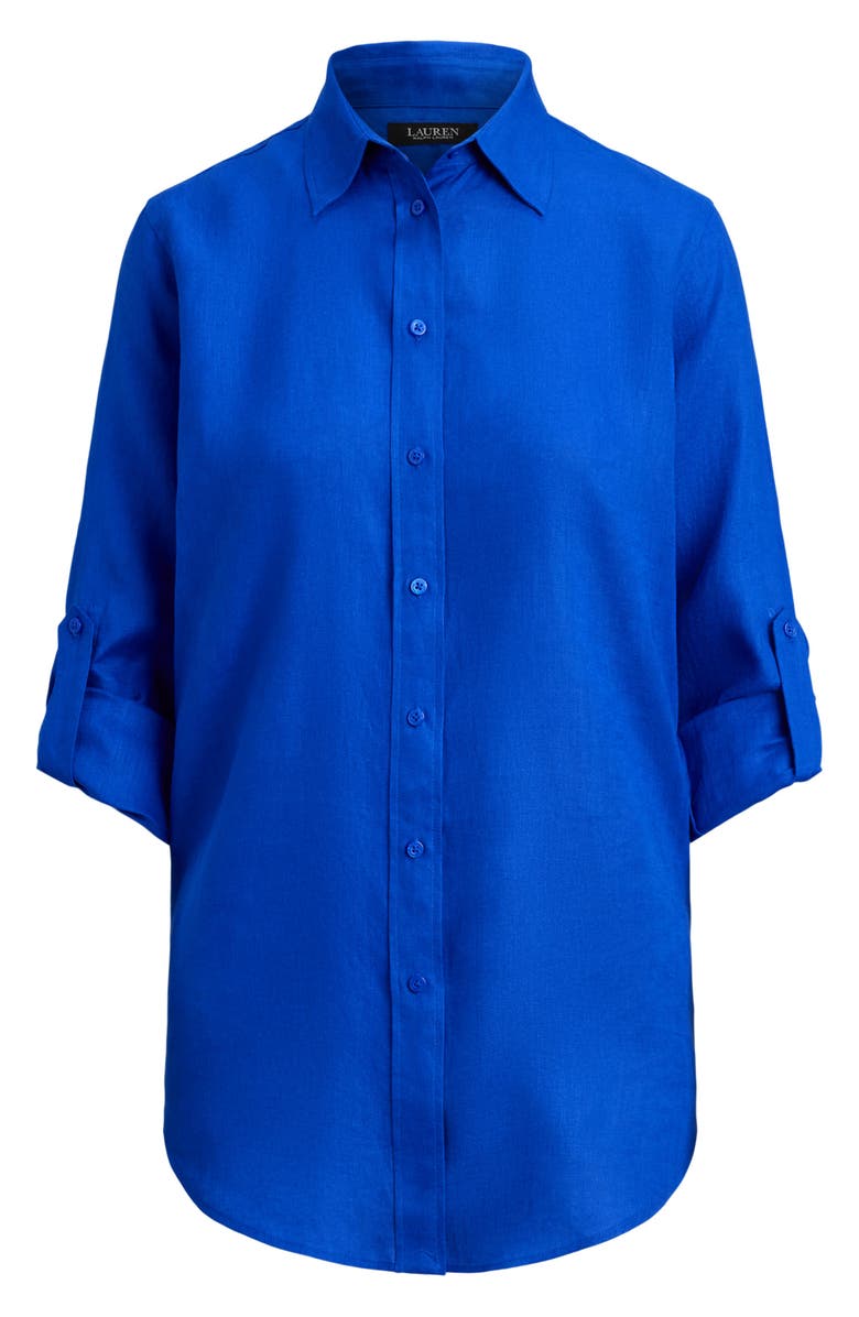 Lauren Ralph Lauren Karrie Linen Button-Up Shirt, Alternate, color, Cruise Royal Blue