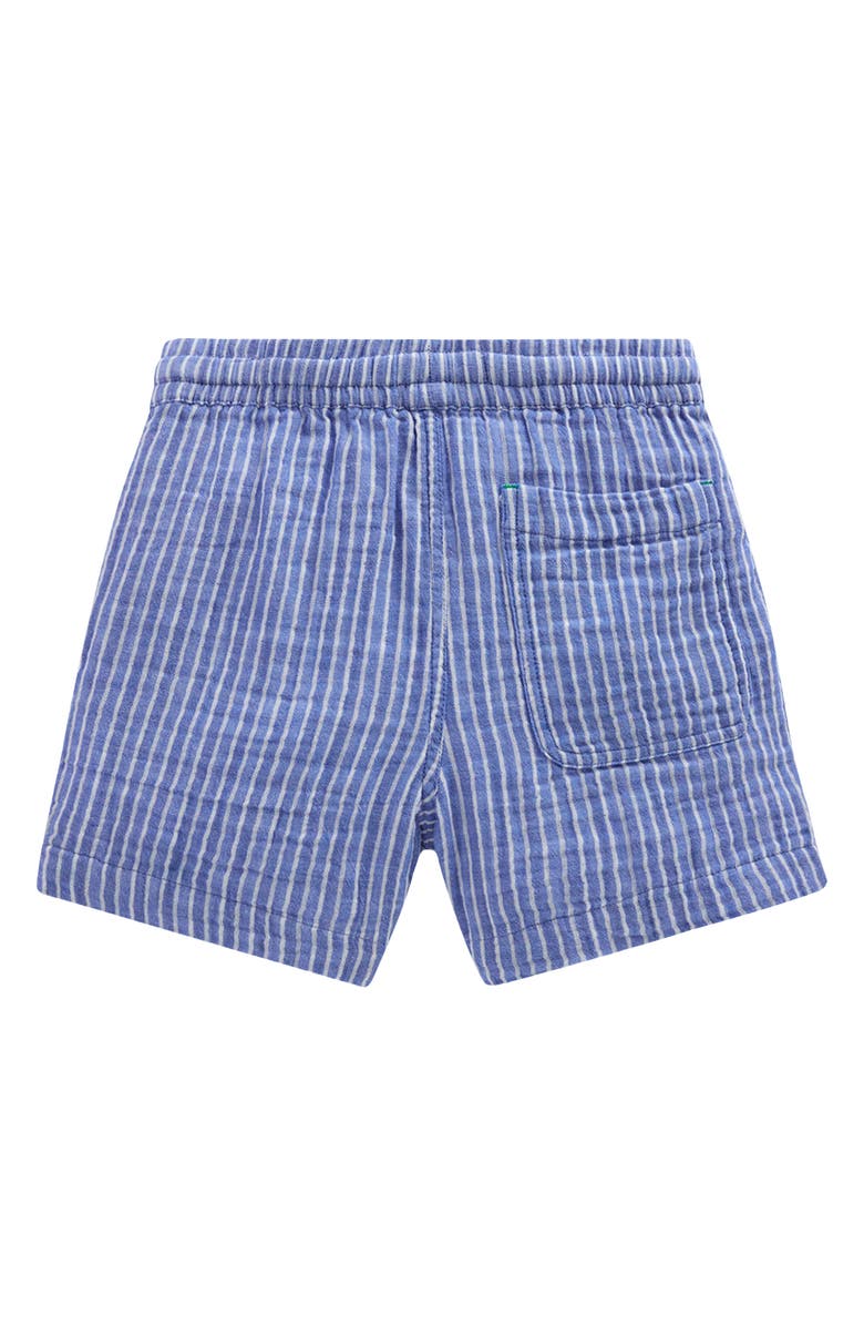 Mini Boden Kids' Double Cloth Cotton Shorts, Alternate, color, Blue Ticking Stripe