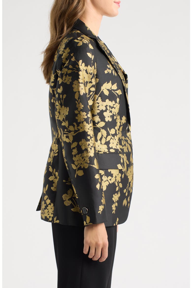 Metallic Floral One Button Blazer, Alternate, color, ANNE BLACK/ GOLD