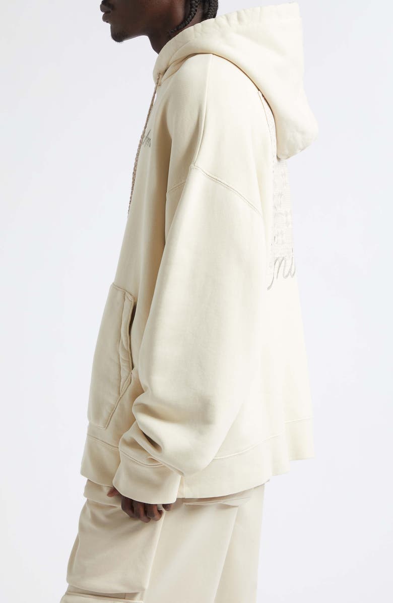 AMIRI Oversize MA Check Patch Appliqué Hoodie, Alternate, color, Alabaster
