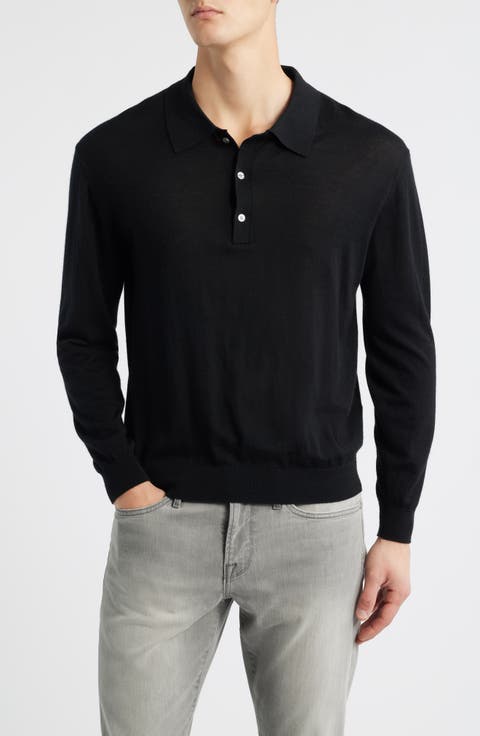 Superfine Merino Wool & Cashmere Polo Sweater