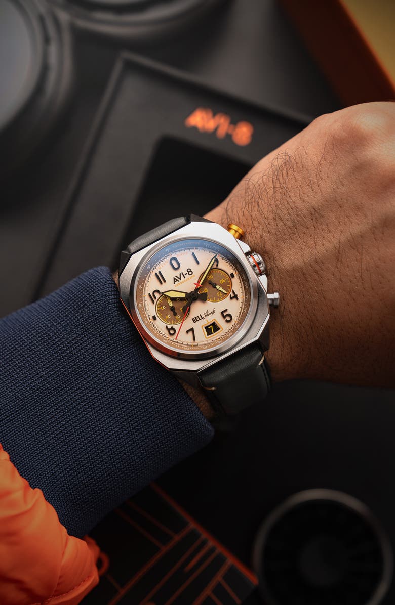 AVI-8 Bell X-1 Machbuster Chronograph Watch, 41mm, Alternate, color, Cream