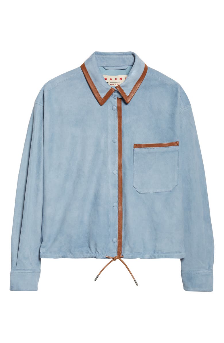 Marni Suede Drawstring Overshirt, Main, color, 00B31sky