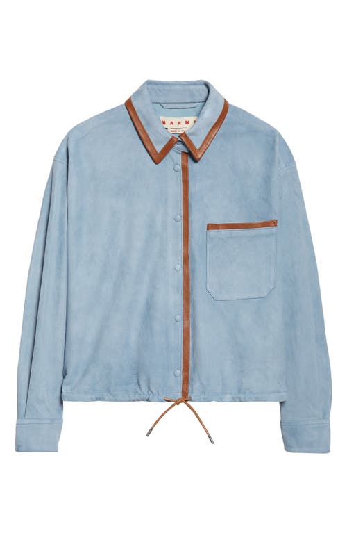 Marni Suede Drawstring Overshirt In Blue