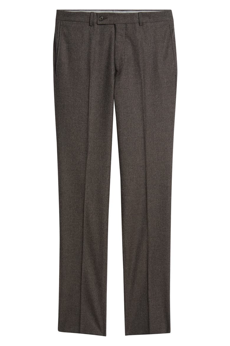 Patrick Flat Front Wool Blend Dress Pants, Alternate, color, DARK BROWN
