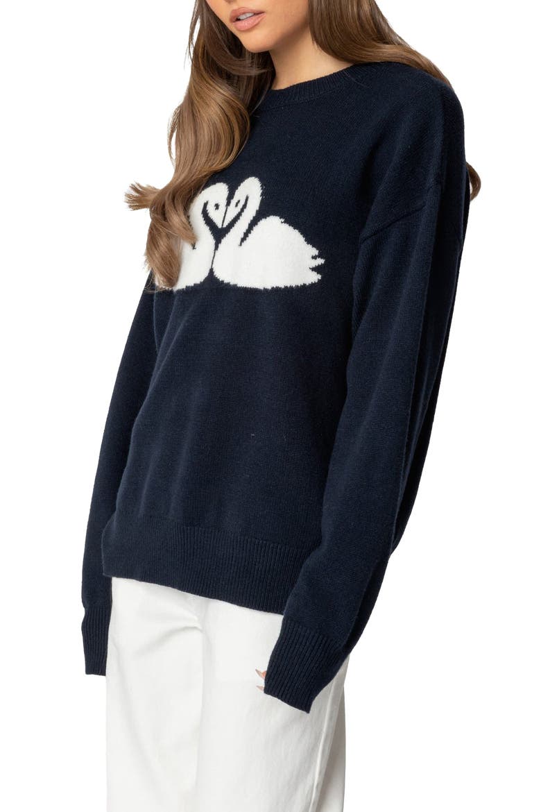 Swan Oversize Sweater, Alternate, color, NAVY