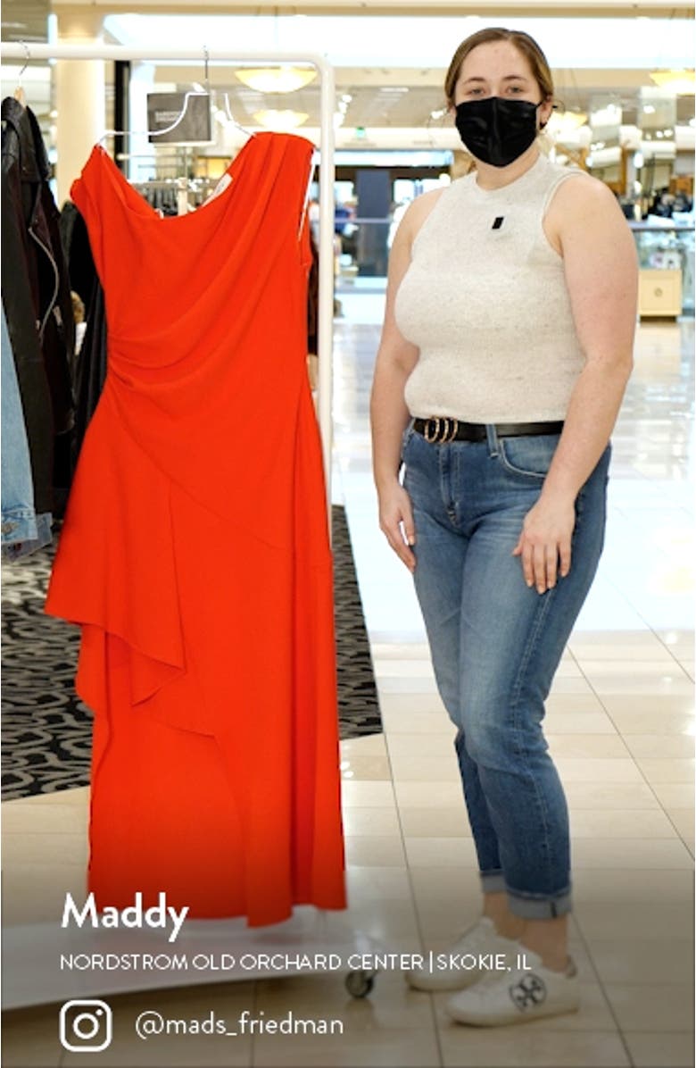 Pallas Cascade Ruffle One-Shoulder Cocktail Dress, sales video thumbnail