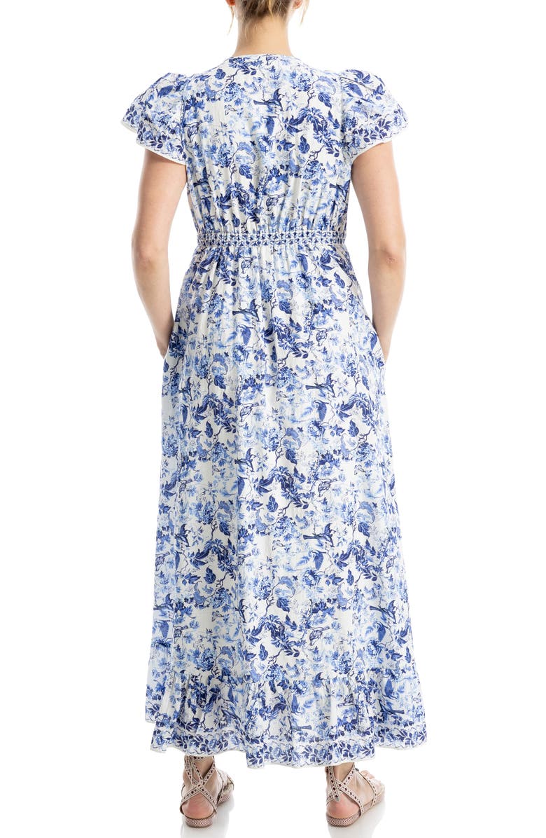 MAX STUDIO Floral Flutter Sleeve Maxi Dress, Alternate, color,