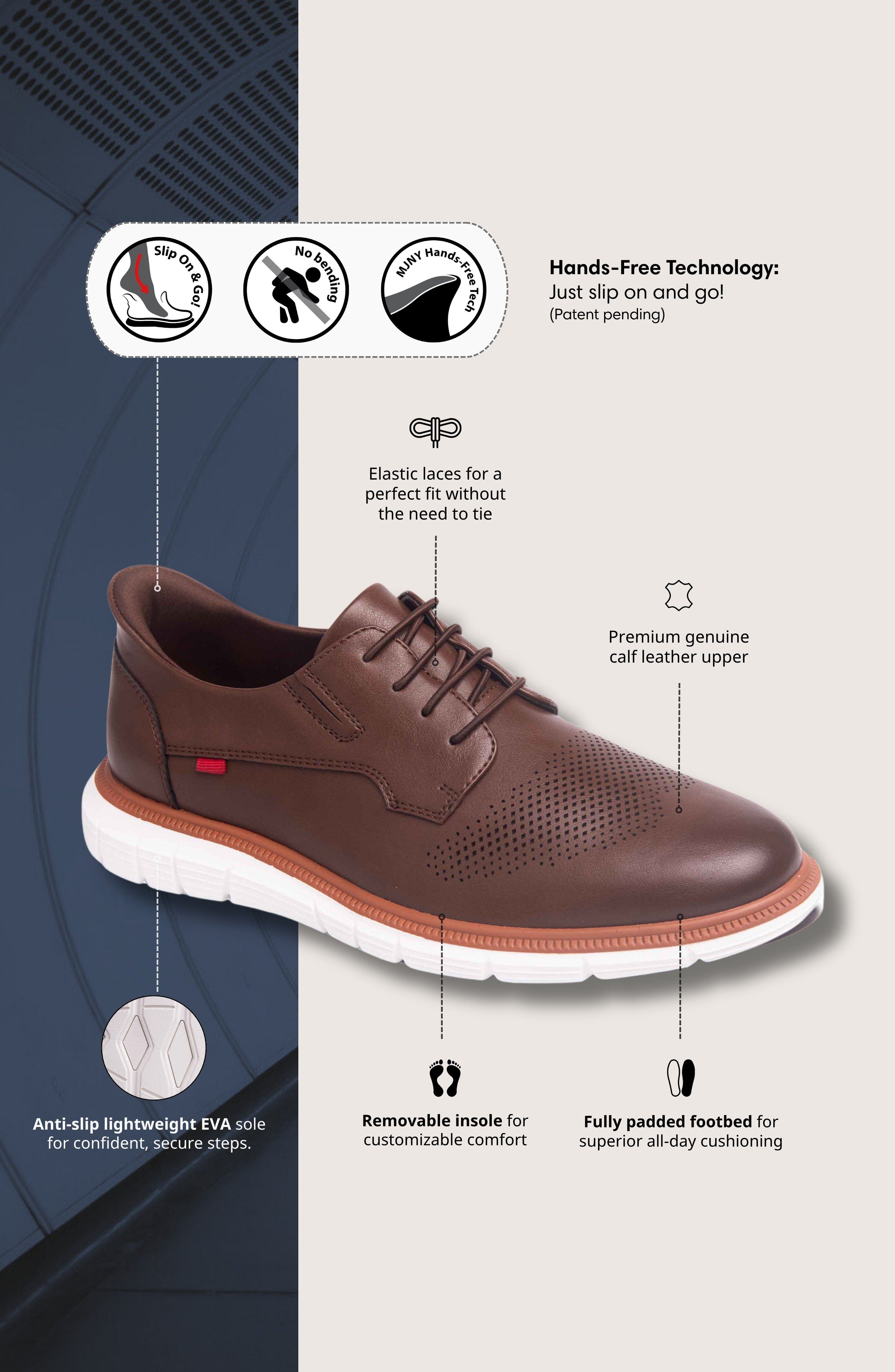 Edward Street Hands Free Technology Leather Perforated Oxford, Alternate, color, Brown Napa Leather