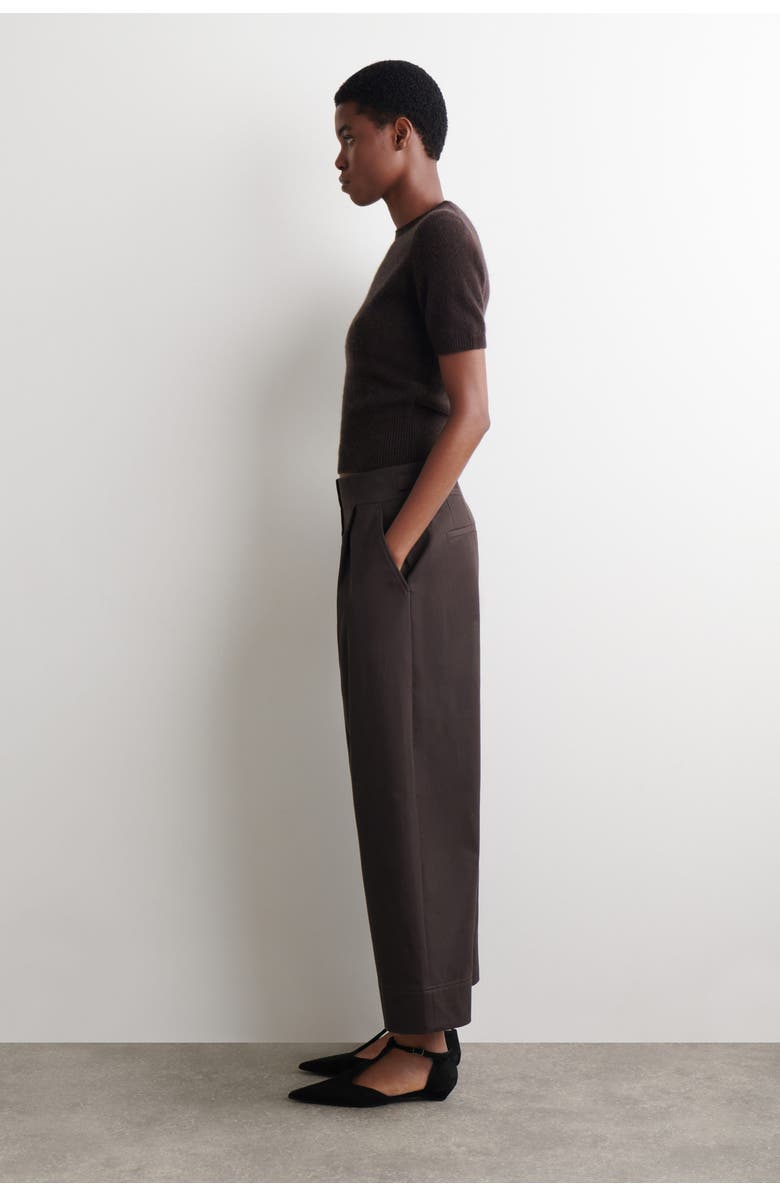 COS Cropped Cotton Balloon Pants, Alternate, color, Dark Brown