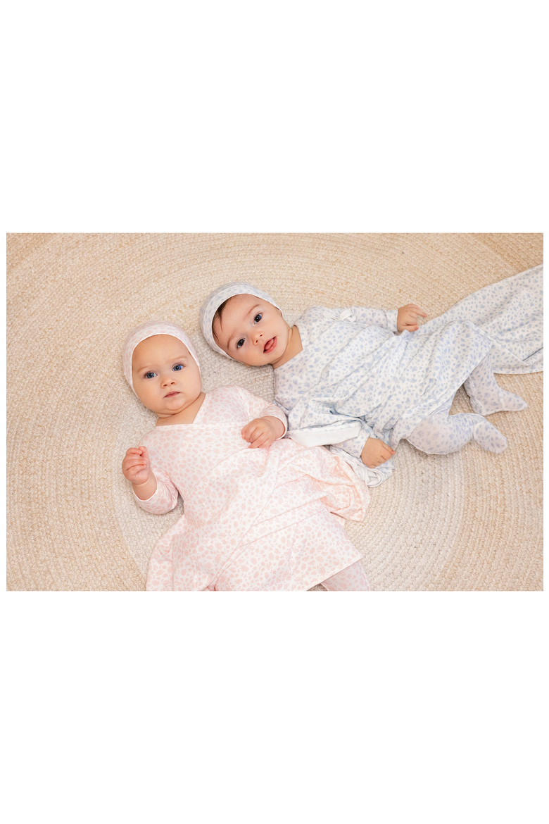 Floral Printed Wrap Footie and Beanie Set, Alternate, color, Floral Pink