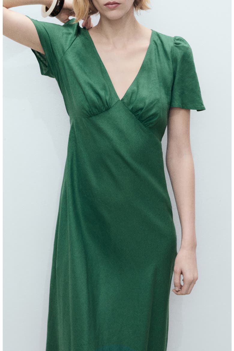 Linen Blend Dress, Alternate, color, GREEN
