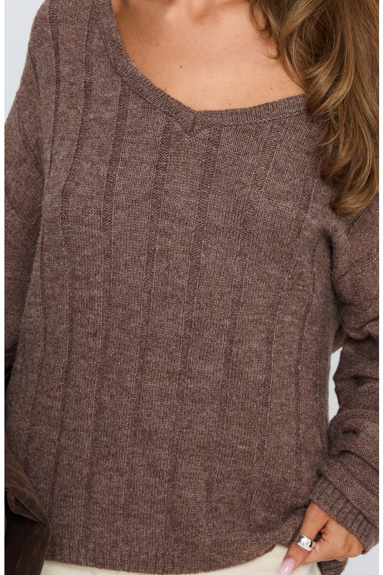 Main Thing One-Shoulder Rib Sweater, Alternate, color, MOCHA
