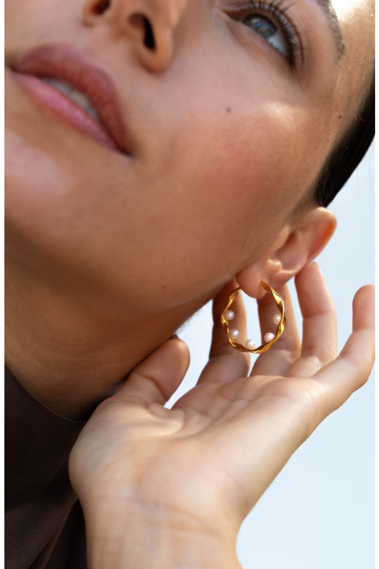 Waterfall Baroque Pearl Hoops, Alternate, color, Yellow Gold Vermeil