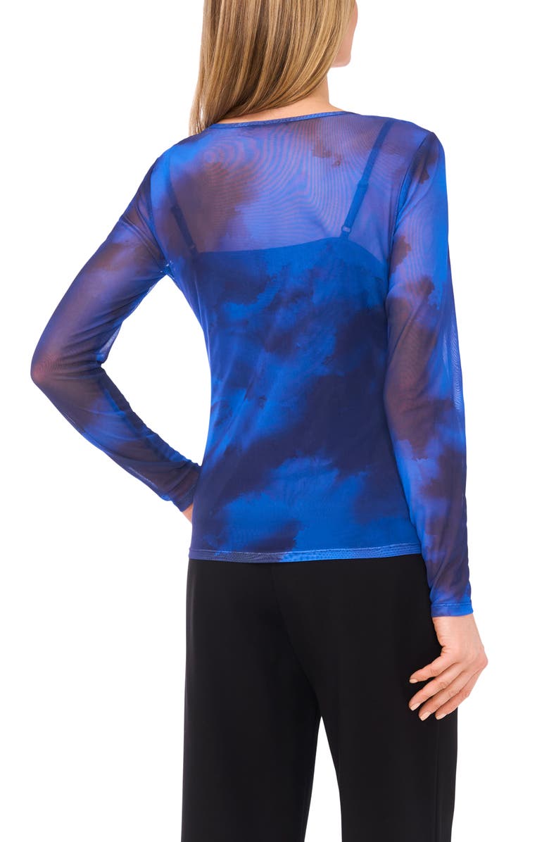 Halogen<sup>®</sup> Dye Long Sleeve Mesh Shirt, Alternate, color, Opulant Blue