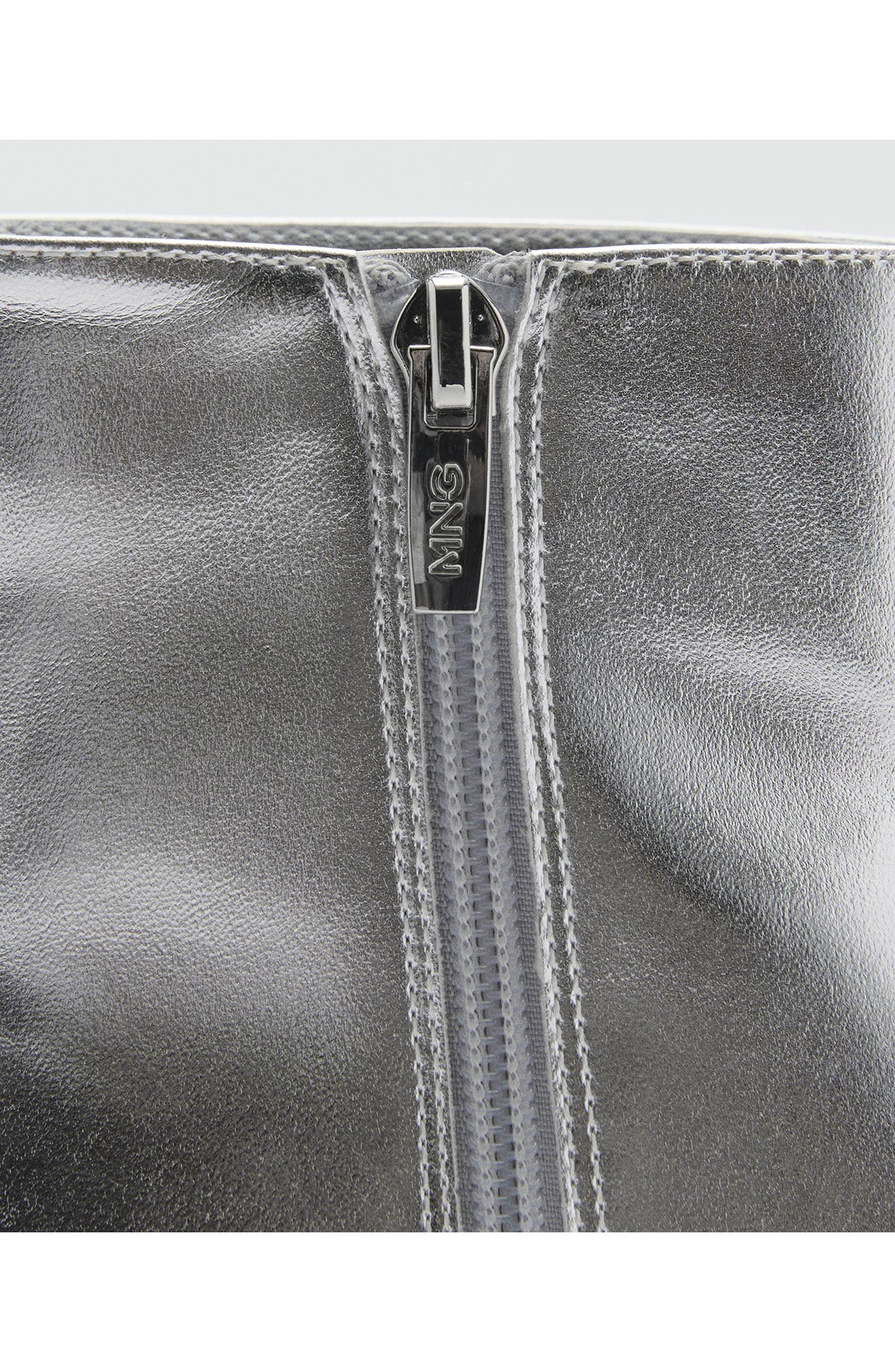 MANGO Metallic Kitten Heel Bootie, Alternate, color, 