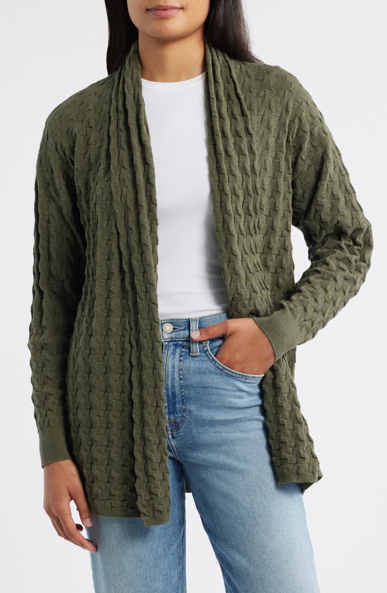 MARGARET O'LEARY 3-D Open Cotton Cardigan, Main, color, 