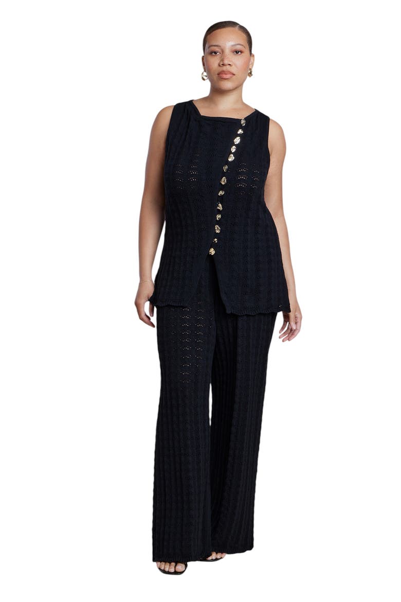 Pointelle Stitch Sweater Pant, Alternate, color, BLACK ONYX