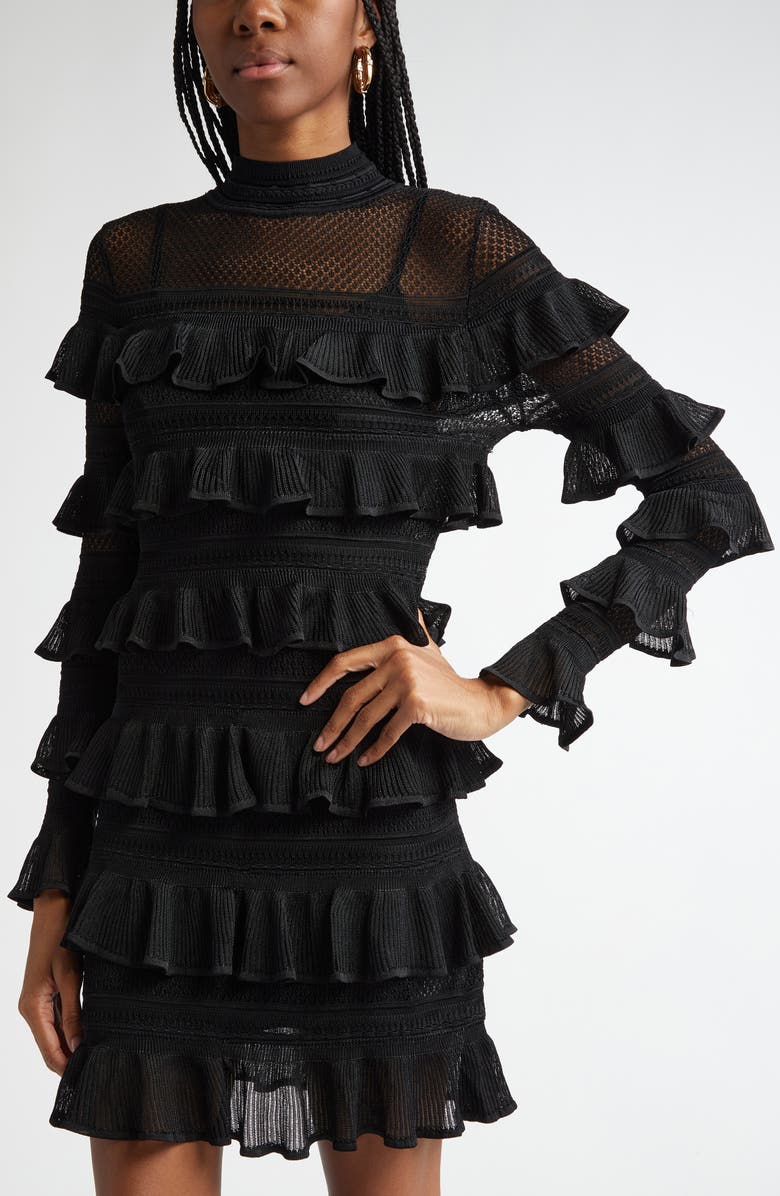 Zimmermann Crush Frilled Long Sleeve Sweater Dress, Alternate, color, 